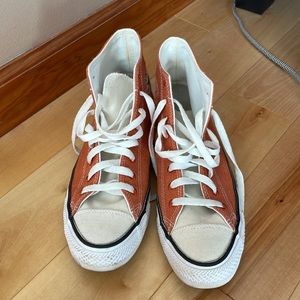 Converse Color Block Burnt Orange and Natural Canvas High Top